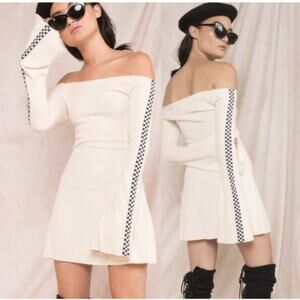 The Eggie Shop Dalva Flare Sleeve Cream Mini Dress